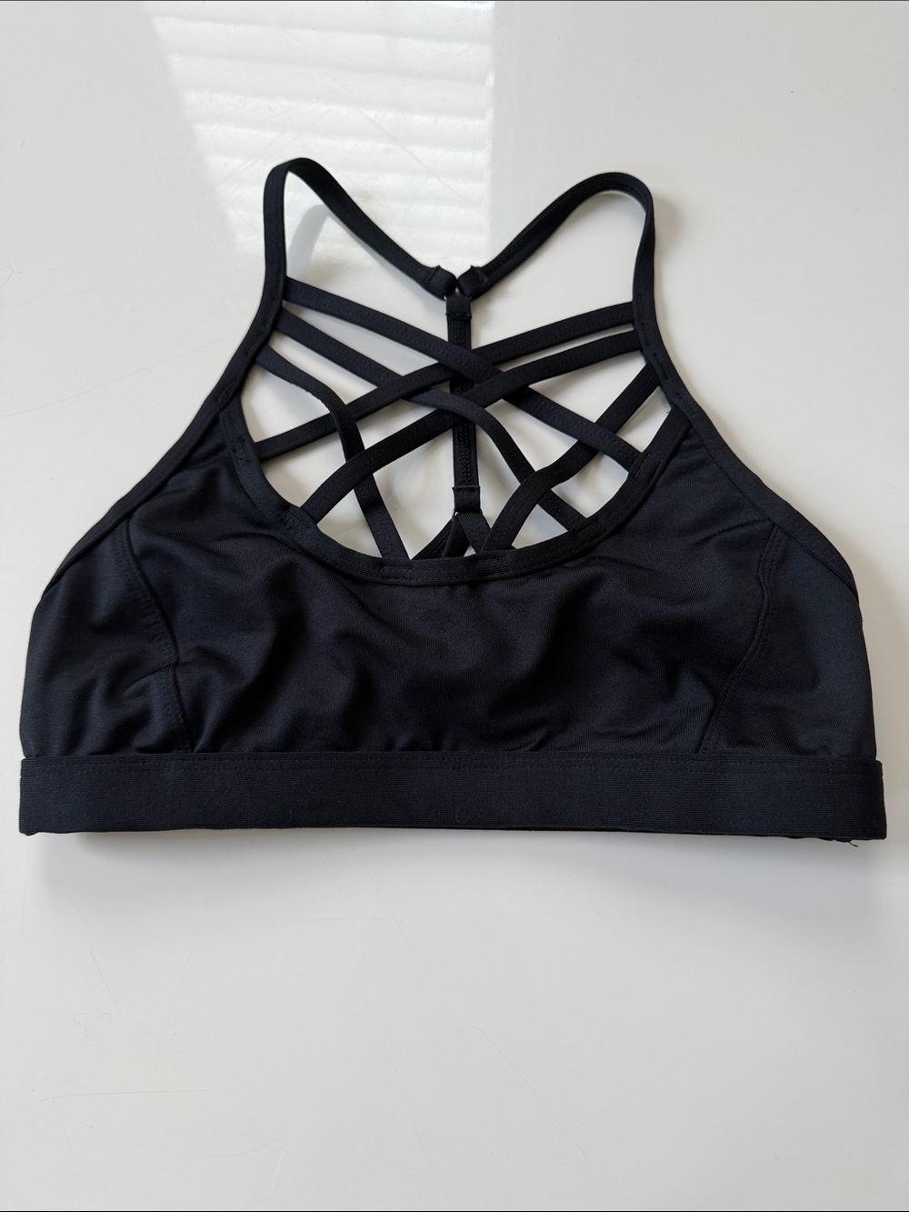 CALIA by Carrie Underwood Black Strappy High-Neck Sports Bra